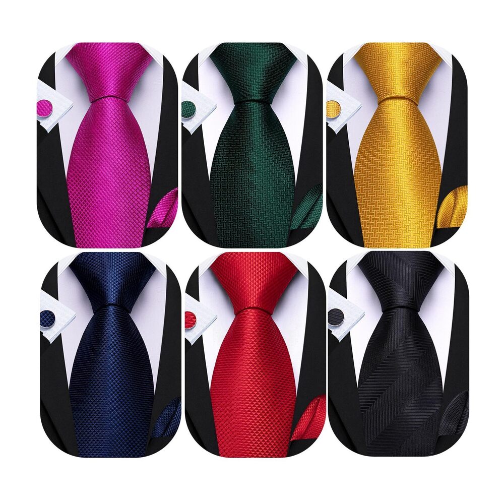 8700 6 PCS Ties Set Silk Business Fashion Woven Necktie Handkerchief